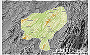 Physical 3D Map of Tongdao, darken, desaturated