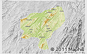 Physical 3D Map of Tongdao, lighten, desaturated