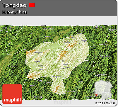 Physical 3D Map of Tongdao, satellite outside