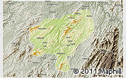 Physical 3D Map of Tongdao, semi-desaturated