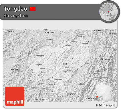 Silver Style 3D Map of Tongdao