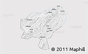 Silver Style 3D Map of Tongdao, single color outside