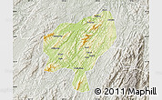 Physical Map of Tongdao, lighten, semi-desaturated