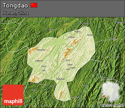 Physical Map of Tongdao, satellite outside
