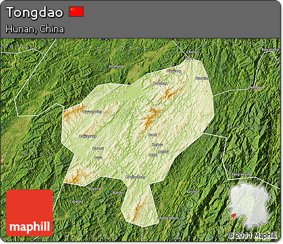 Physical Map of Tongdao, satellite outside
