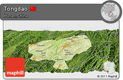 Physical Panoramic Map of Tongdao, satellite outside