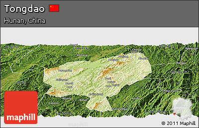 Physical Panoramic Map of Tongdao, satellite outside