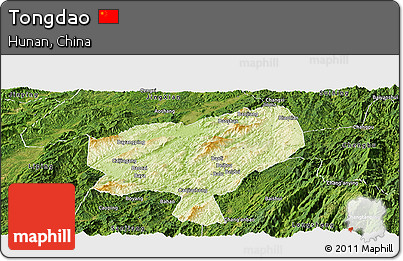 Physical Panoramic Map of Tongdao, satellite outside