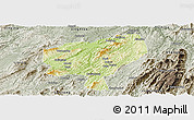 Physical Panoramic Map of Tongdao, semi-desaturated