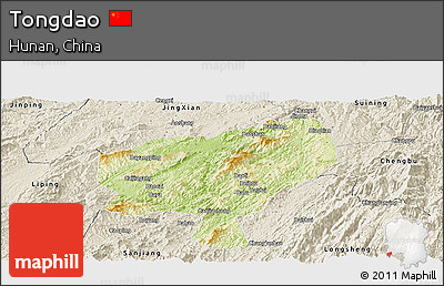 Physical Panoramic Map of Tongdao, shaded relief outside