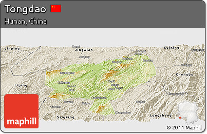 Physical Panoramic Map of Tongdao, shaded relief outside