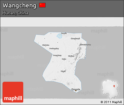 Gray 3D Map of Wangcheng, single color outside