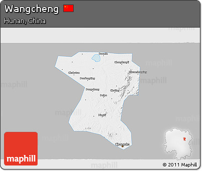 Gray 3D Map of Wangcheng, single color outside