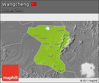 Physical 3D Map of Wangcheng, desaturated