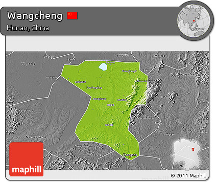 Physical 3D Map of Wangcheng, desaturated