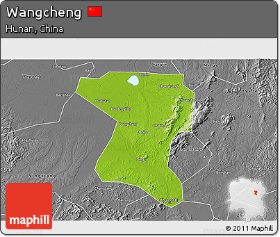 Physical 3D Map of Wangcheng, desaturated