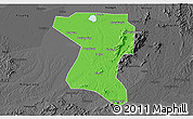 Political 3D Map of Wangcheng, darken, desaturated