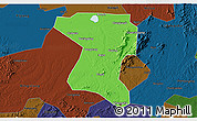 Political 3D Map of Wangcheng, darken