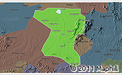 Political 3D Map of Wangcheng, darken, semi-desaturated