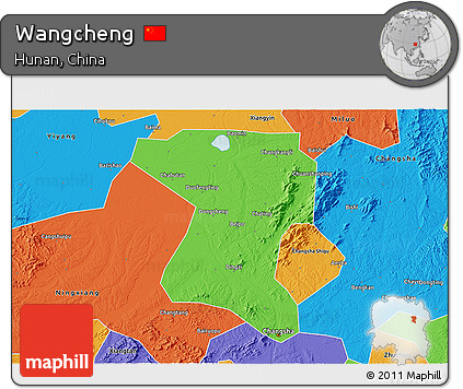 Political 3D Map of Wangcheng