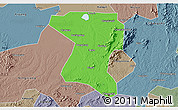 Political 3D Map of Wangcheng, semi-desaturated
