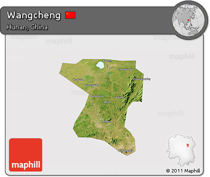 Satellite 3D Map of Wangcheng, cropped outside