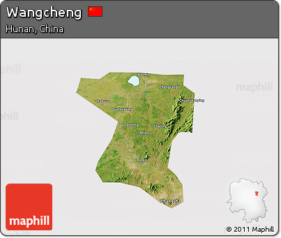 Satellite 3D Map of Wangcheng, cropped outside