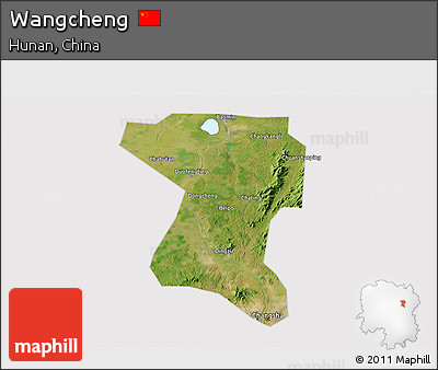 Satellite 3D Map of Wangcheng, cropped outside