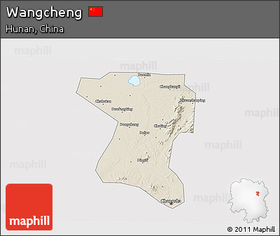 Shaded Relief 3D Map of Wangcheng, cropped outside