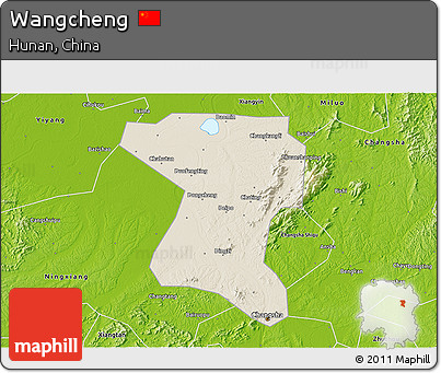 Shaded Relief 3D Map of Wangcheng, physical outside
