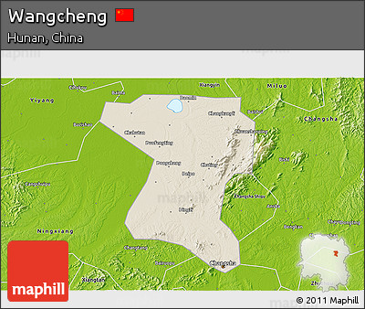 Shaded Relief 3D Map of Wangcheng, physical outside