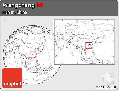 Blank Location Map of Wangcheng, within the entire country