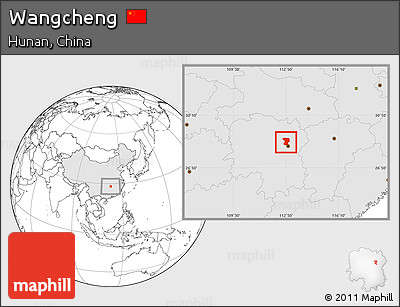 Blank Location Map of Wangcheng, highlighted country