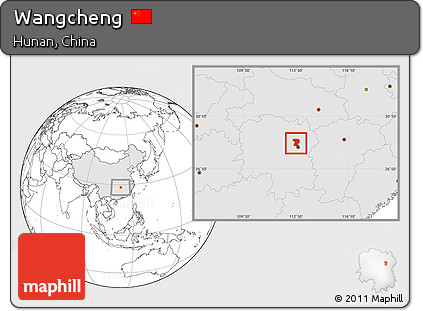 Blank Location Map of Wangcheng, highlighted country