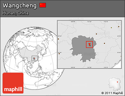 Blank Location Map of Wangcheng, highlighted country, highlighted parent region