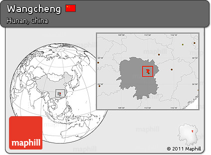 Blank Location Map of Wangcheng, highlighted country, highlighted parent region