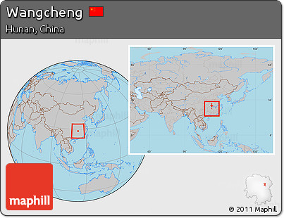 Gray Location Map of Wangcheng, within the entire country