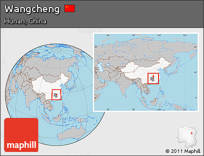 Gray Location Map of Wangcheng, highlighted country, highlighted parent region, within the entire country