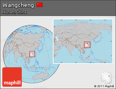 Gray Location Map of Wangcheng, highlighted parent region, within the entire country