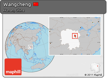 Gray Location Map of Wangcheng, highlighted parent region