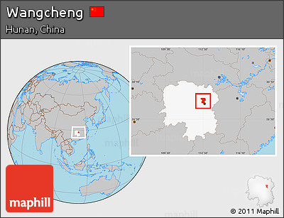 Gray Location Map of Wangcheng, highlighted parent region