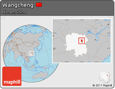 Gray Location Map of Wangcheng, highlighted parent region