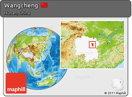 Physical Location Map of Wangcheng, highlighted parent region