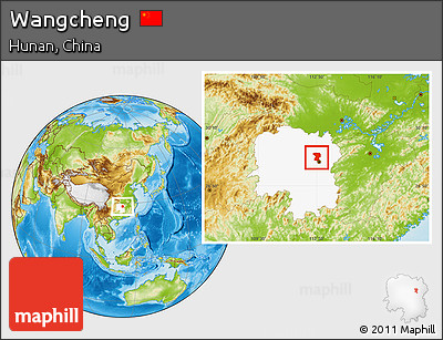 Physical Location Map of Wangcheng, highlighted parent region