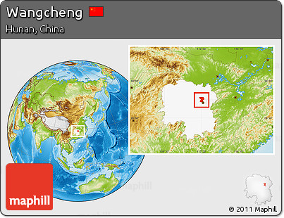 Physical Location Map of Wangcheng, highlighted parent region