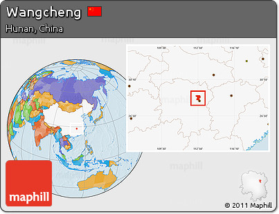 Political Location Map of Wangcheng, highlighted country