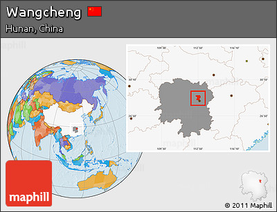 Political Location Map of Wangcheng, highlighted country, highlighted parent region