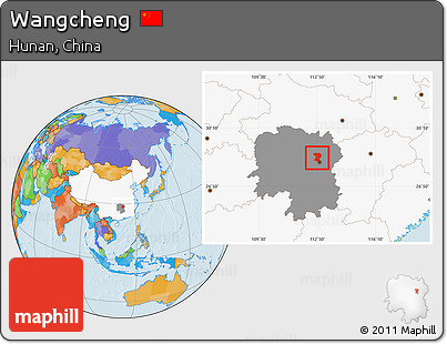Political Location Map of Wangcheng, highlighted country, highlighted parent region