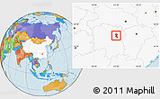 Political Location Map of Wangcheng, highlighted country