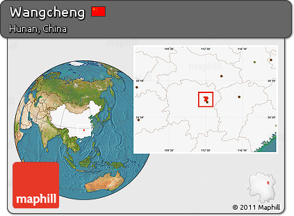 Satellite Location Map of Wangcheng, highlighted country